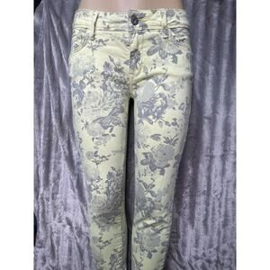 Mavi Jean's Alexa Ankle Mid Rise Skinny‎ Yellow Flower Print Women's Size 28
